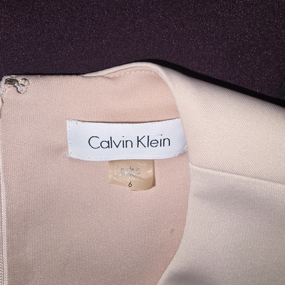 Calvin Klein Cream and Purple Midi Dress - Picture 2 of 3